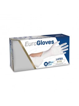 Latex handschoenen Eurogloves poedervrij wit S 100 st