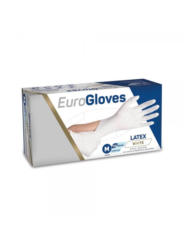 Latex handschoenen Eurogloves poedervrij wit S 100 st