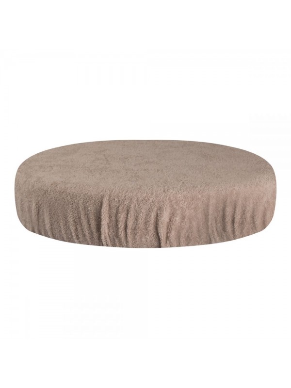 Badstof hoes voor tabouret ronde zitting beige