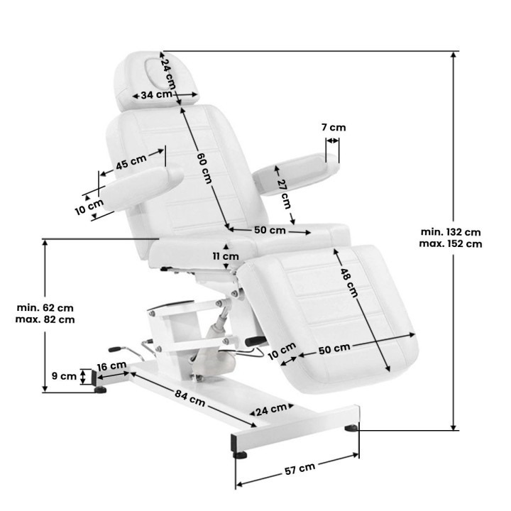 Behandelstoel Azzurro 705 Elektrisch 1-motor wit