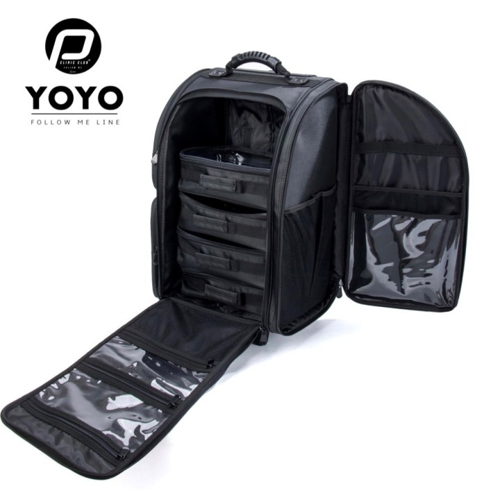 Clinic Club Yoyo Nylon Visagie koffer Zwart met Trolley
