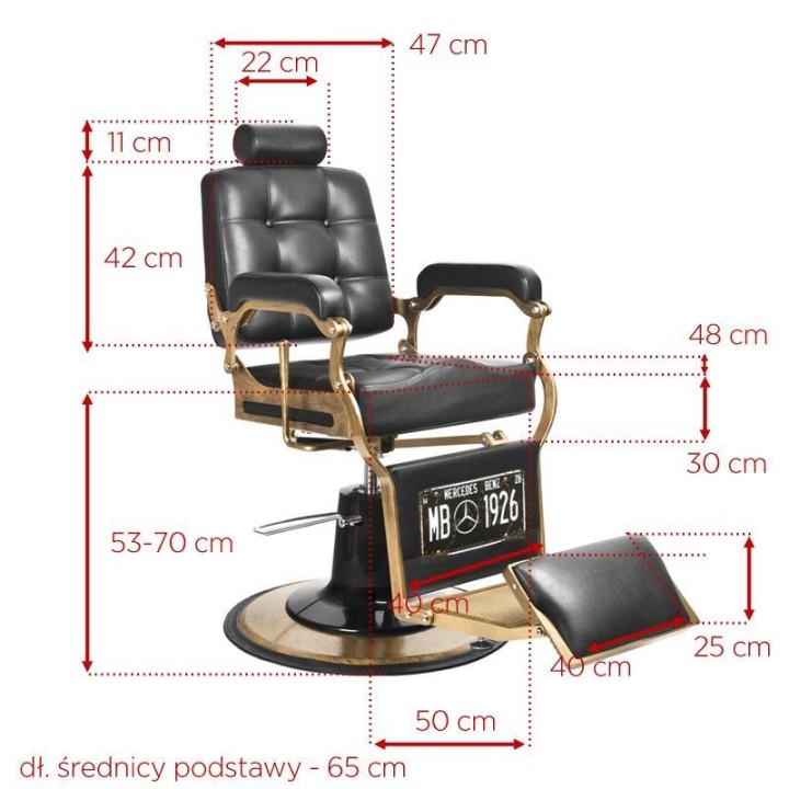 Kappersstoel Barberchair Gabbiano Boss Zwart