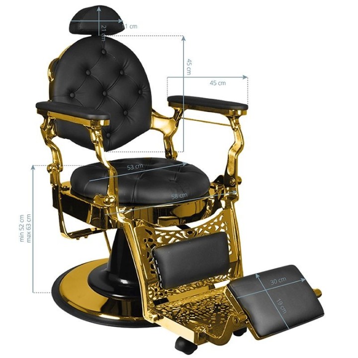 Kappersstoel Barberchair Gabbiano Giulio Gold Zwart