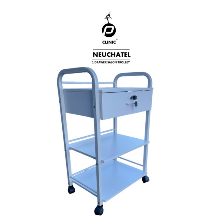 P Clinic Trolley Neuchatel met 1 lade + 2 plateau’s