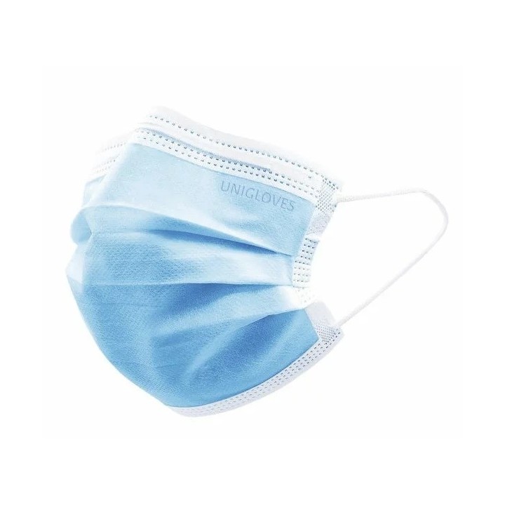 Mondmaskers type IIR Blauw 3-laags Unigloves 50 st