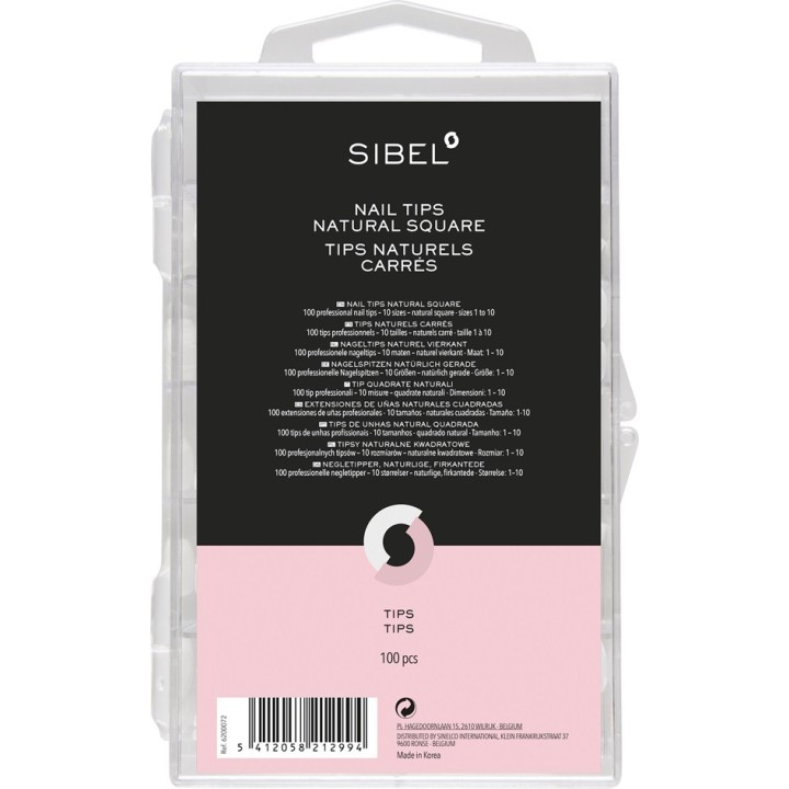 Natuurlijke nageltips vierkant box 100 st