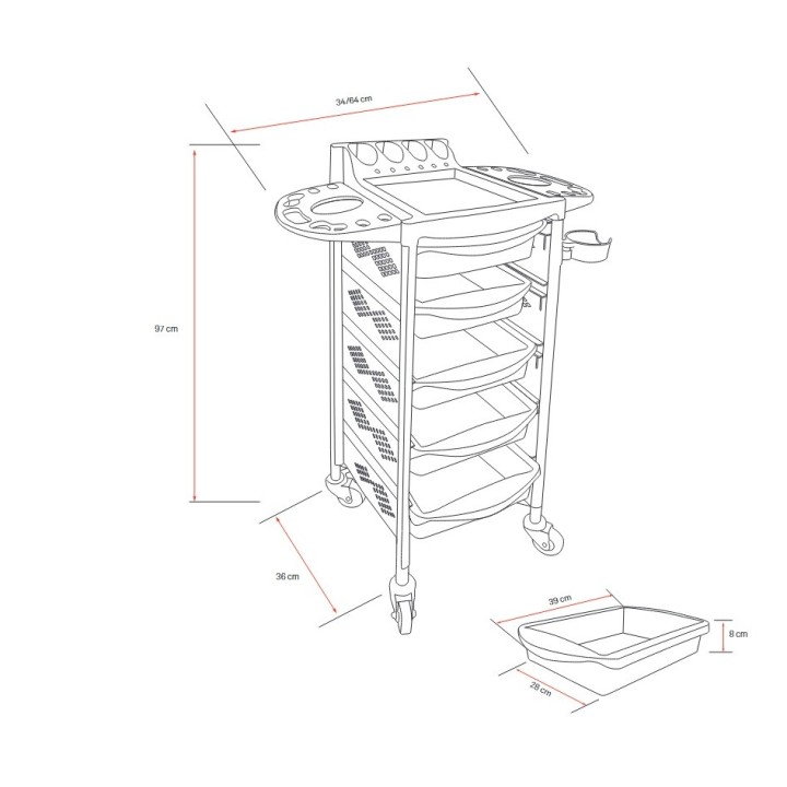 Kapperstrolley Hairdressing Roller Weelko