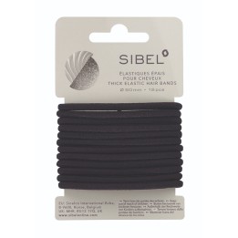 SIBEL Elastische Haarbandjes Zwart Dik 16st