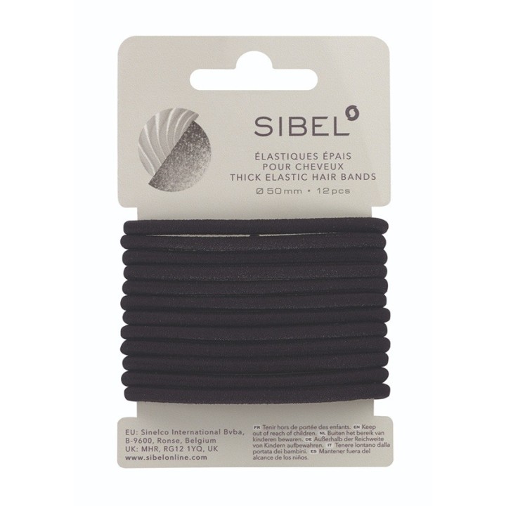 SIBEL Elastische Haarbandjes Zwart Dik 16st