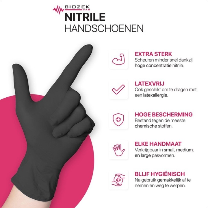 Nitril Handschoenen zwart Biozek