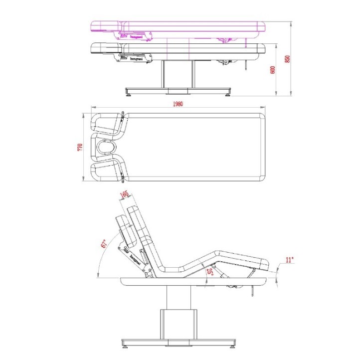 Weelko PLENIUS Electrisch Massagebed wit - 3 motoren