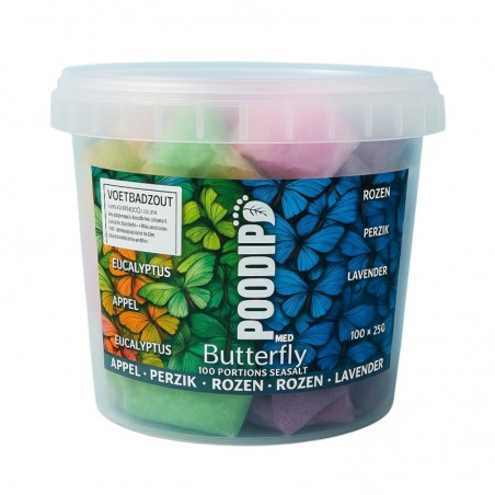 Pododip Butter Flips Voetbadzout 100 stuks x 25 gram in 2 geuren