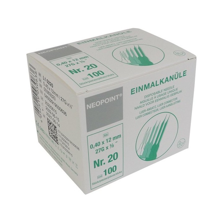Neopoint naalden 27G 0.40 x 12 mm NR20 100 st