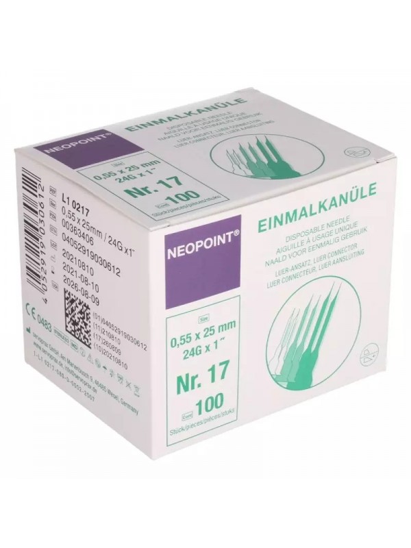 Neopoint naalden 24G 0.55 x 25 mm NR17 100 st