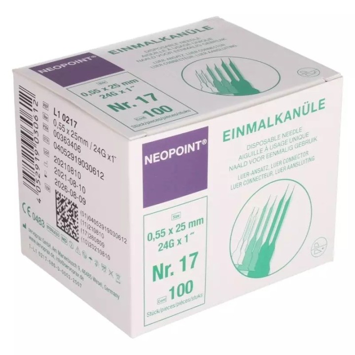 Neopoint naalden 24G 0.55 x 25 mm NR17 100 st