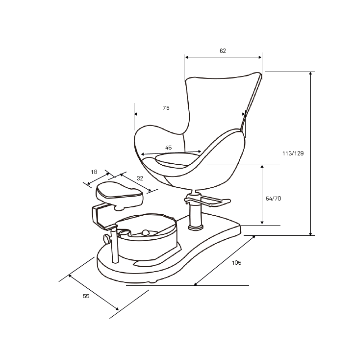 Pedicurestoel met voetenbad