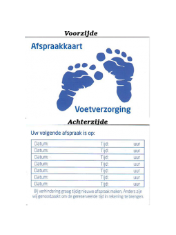 afspraakkaartjes voet