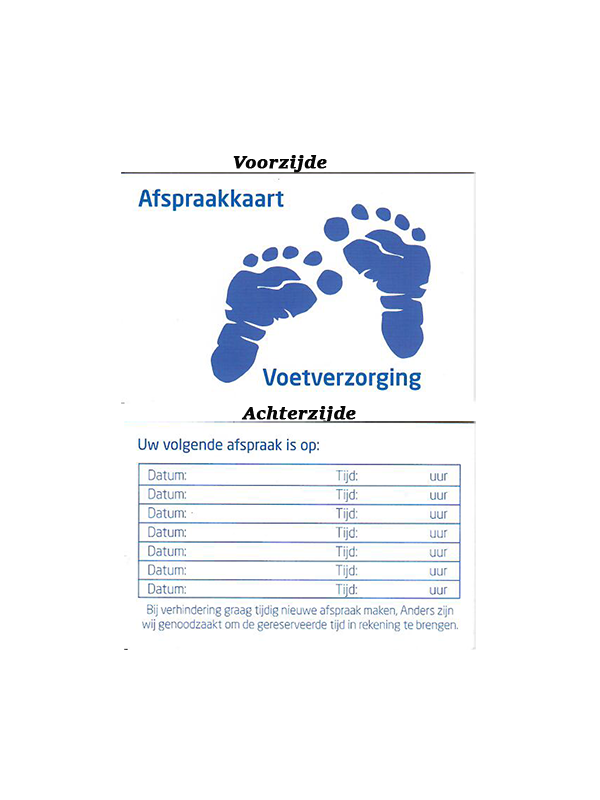 afspraakkaartjes voet