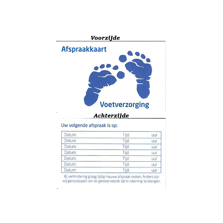 afspraakkaartjes voet