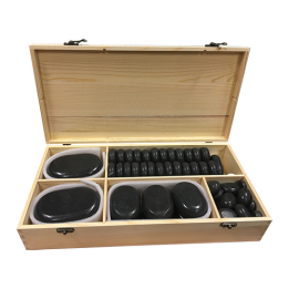 Hotstone Basalt Stenen Set 54 Delig in Kist