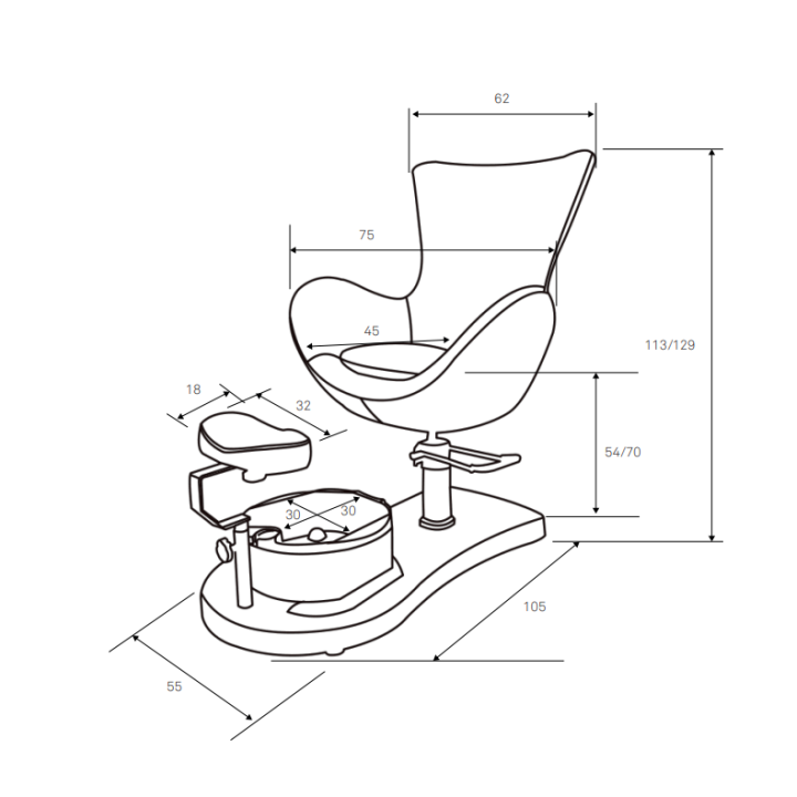 Pedicurestoel met voetenbad en beensteun| Beautywaves