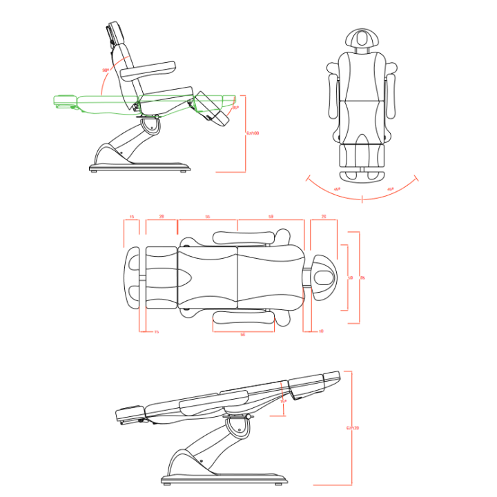 4-Motorige Behandelstoel Tella met verwarming | Beautywaves